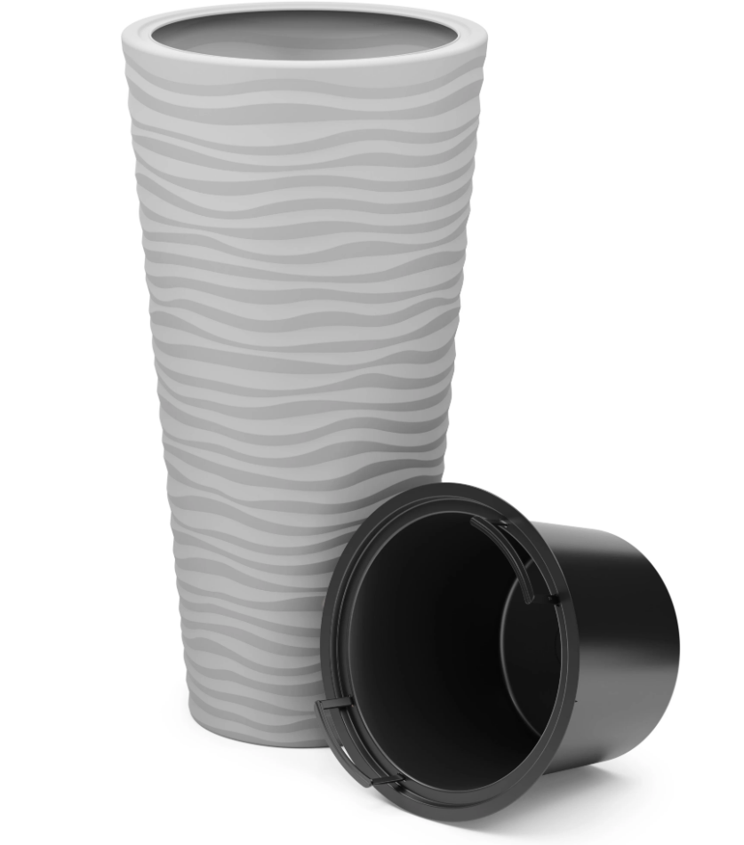 Кашпо Оазис со вставкой 5л. серый 25л