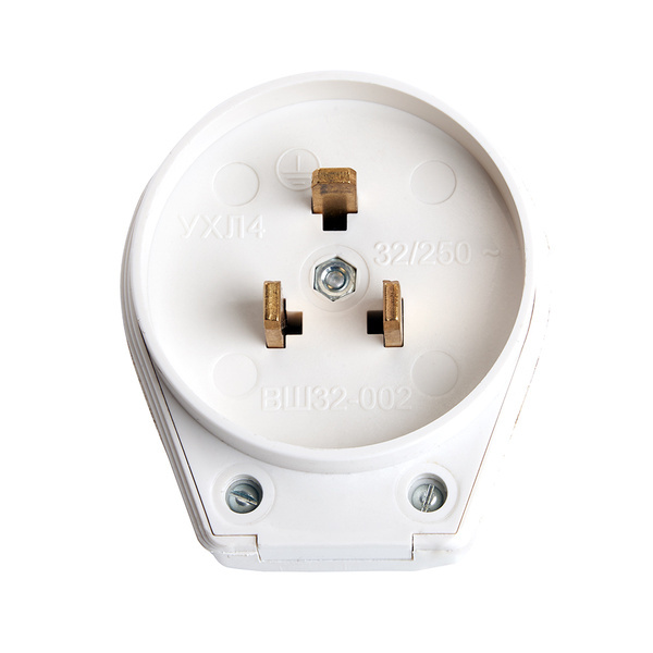 Вилка для плит с/з, 250В, 32А белый, STEKKER РРG32-53-20