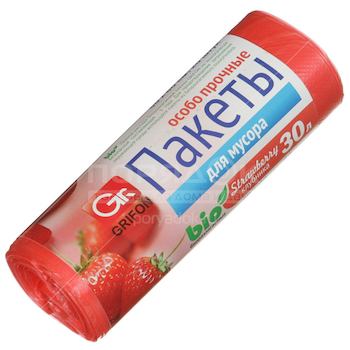 Пакеты для мусора GRIFON "Bio"  со вкусом клубники 20 шт. 30 л