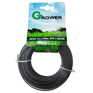 Леска для триммера GROWER 2,4мм Квадрат с жилой 15м