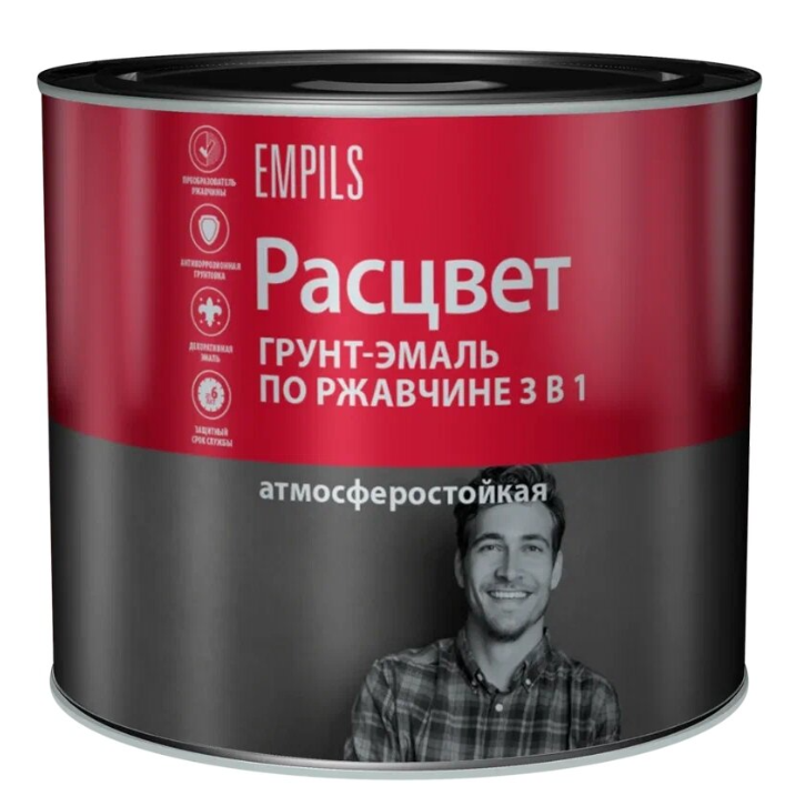 Грунт-эмаль РАСЦВЕТ 3 в 1 по ржавчине шоколадная 1.9 кг