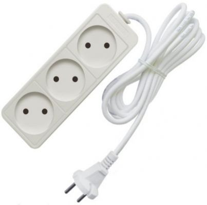 Удлинитель двухместный с/з 3х0,75/3м Home белый НМ01-21-03 STEKKER