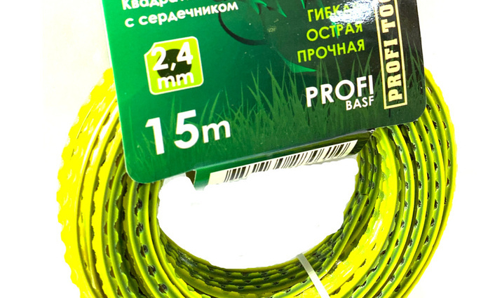 Леска для триммера 2,4мм*15м сердечник квадрат