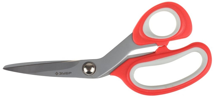 Ножницы ЗУБР "Мастер" изогнутые хозяйственные, двухкомпонентные ручки 230 мм