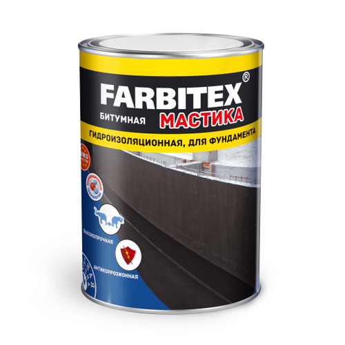Мастика FARBITEX битумная для фундамента 2 кг