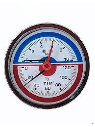 Термо-манометр аксиального подключения 1/2"от 0 до 120С, 10 бар