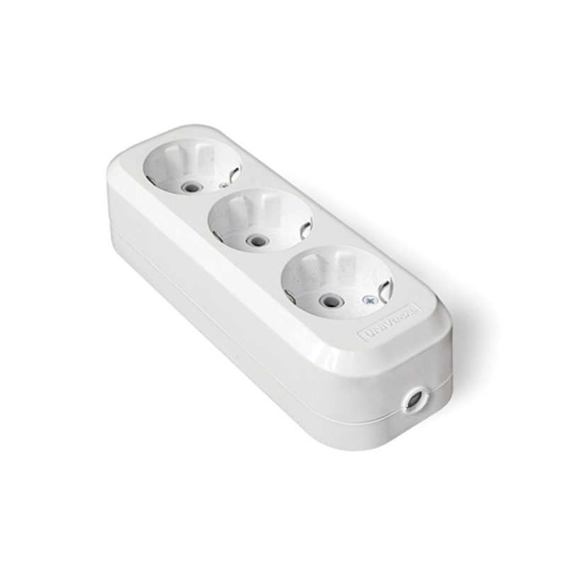 Колодка удл. UNIVERSAL 16А 220В белый трехместная с/з