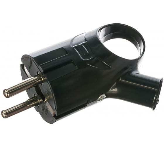 Вилка эл. UNIVERSAL 16А 250В угл. с ушком черный с/з