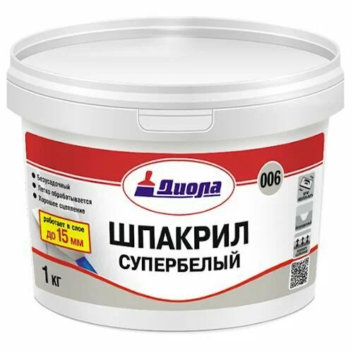 Шпатлевка Д-006 супербелый 1 кг евробанка