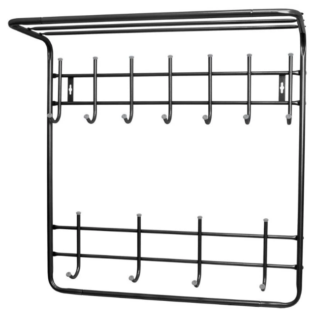 Вешалка NIKA настенная с полкой металлическая черный