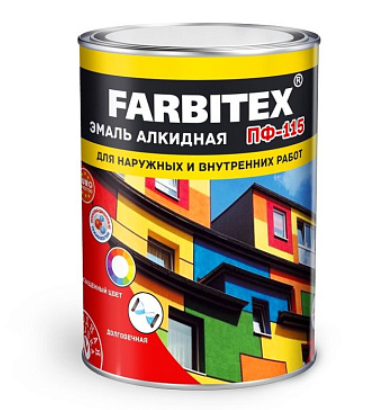 Эмаль FARBITEX ПФ-115 1,8кг темно-серый