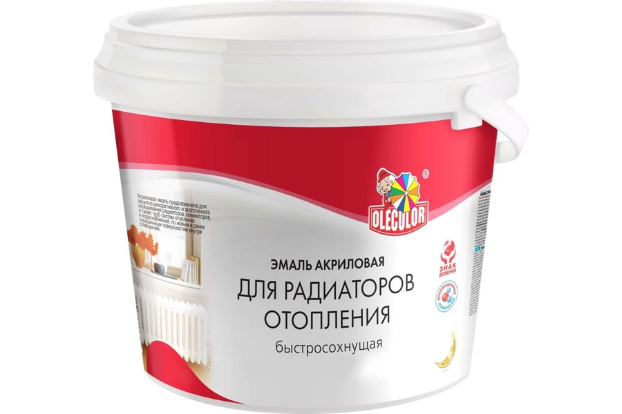 Эмаль OLECOLOR акриловая для радиаторов отопления высокоглянцевая 500 г