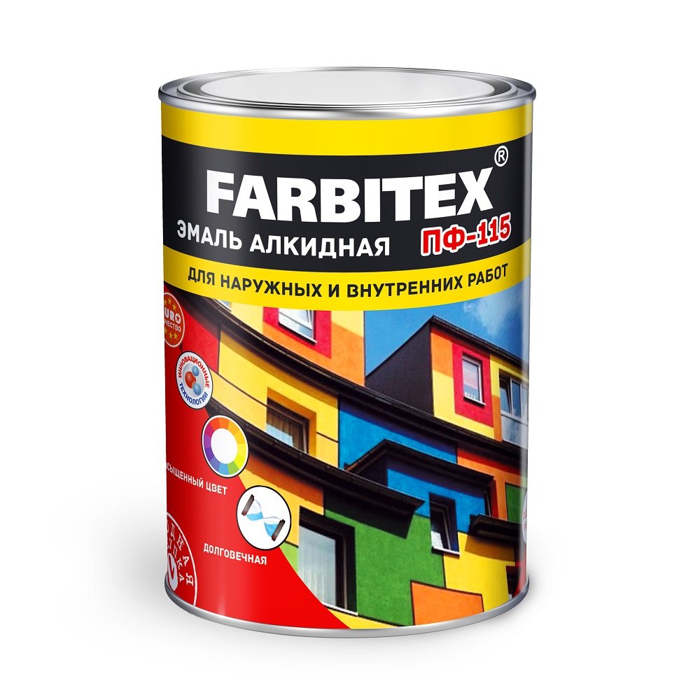 Эмаль FARBITEX ПФ-115 ярко-зеленый 0.8кг
