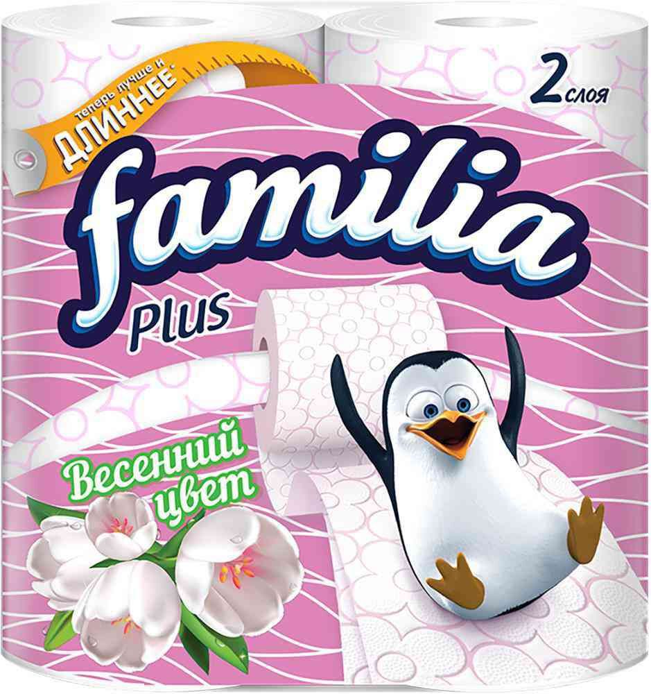 Бум. туалет. Familia Plus Весенний цвет 2-х сл. 4шт