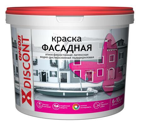 Краска ВД фасадная атмосф. белая матовая 3кг Дисконт Ореол