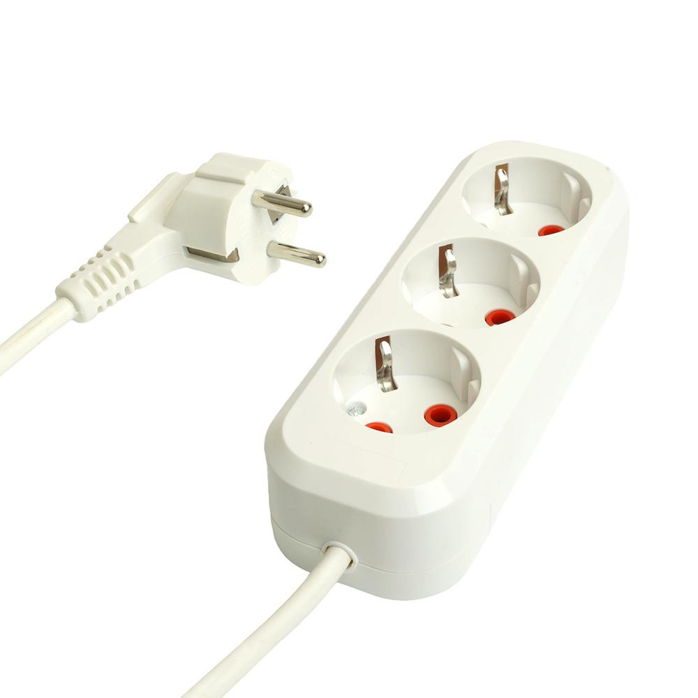 Удлинитель 3мест с/з  2м белый Home STEKKER