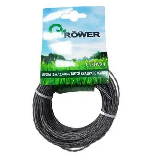 Леска для триммера GROWER 2,4мм Витой КВАДРАТ С ЖИЛОЙ 15м