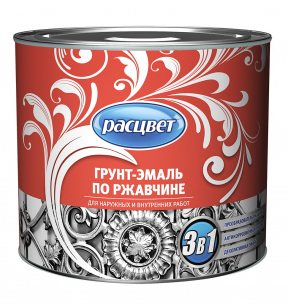 Грунт-эмаль РАСЦВЕТ 3 в 1 по ржавчине черная 1.9 кг
