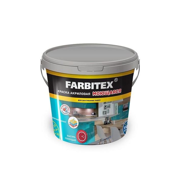 Краска FARBITEX моющаяся акриловая интерьерная 6 кг