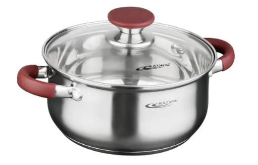 Кастрюля КАТУНЬ "Берта" из наржавеющей стали с крышкой 22 см 4 л