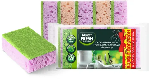 Губки для посуды MASTER FRESH XL bubble-поролон 5шт