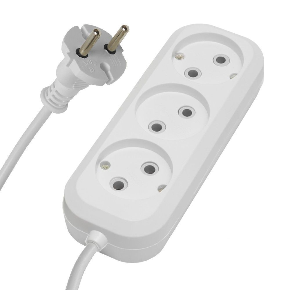 Удлинитель 3мест б/з 2х0,75 2м белый Home STEKKER