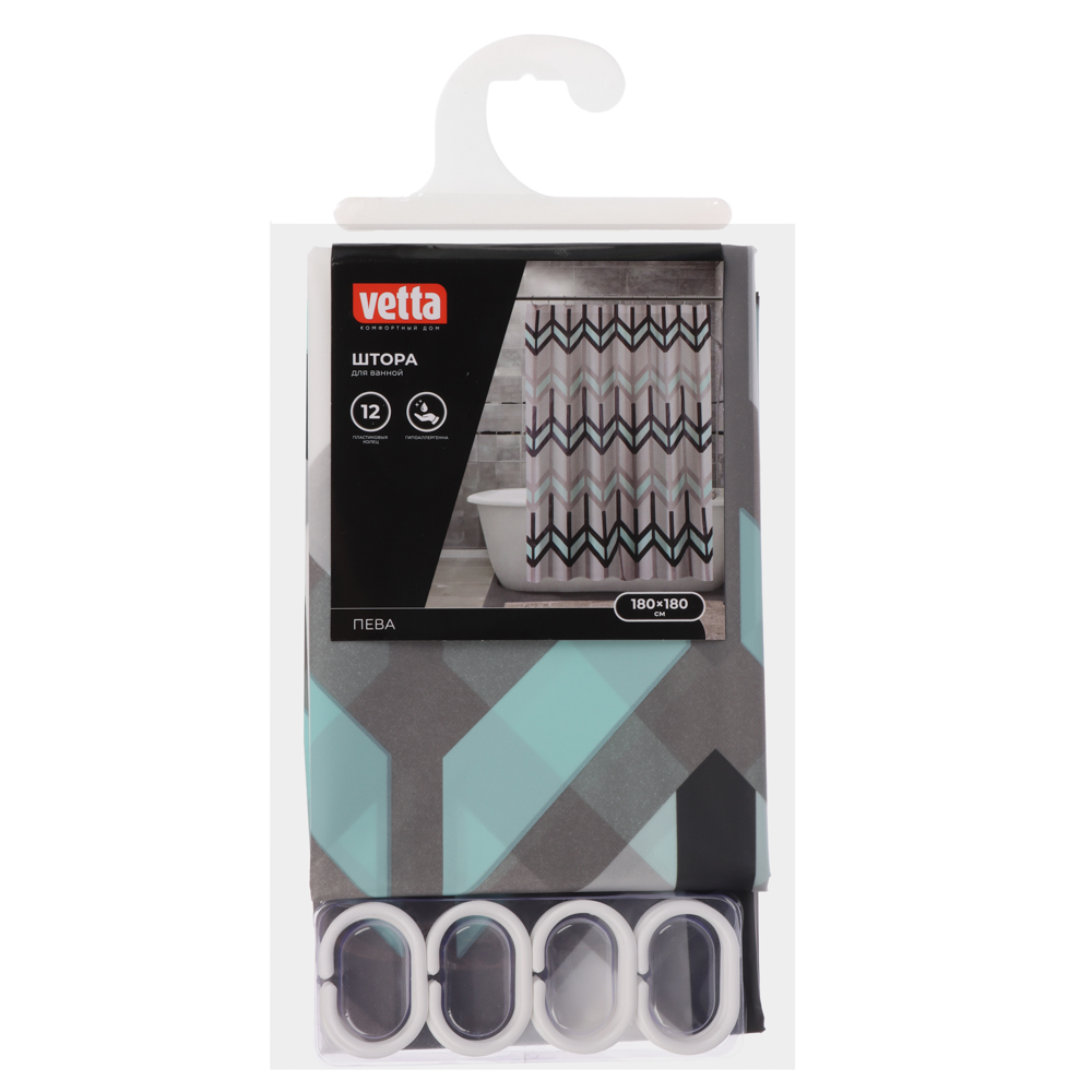 Штора для ванной VETTA "СКАНДИ" 180х180см