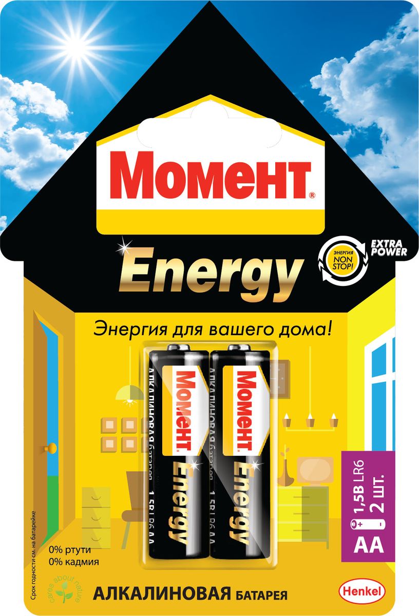 Батарейка МОМЕНТ Energy АА щелочная 2 шт.