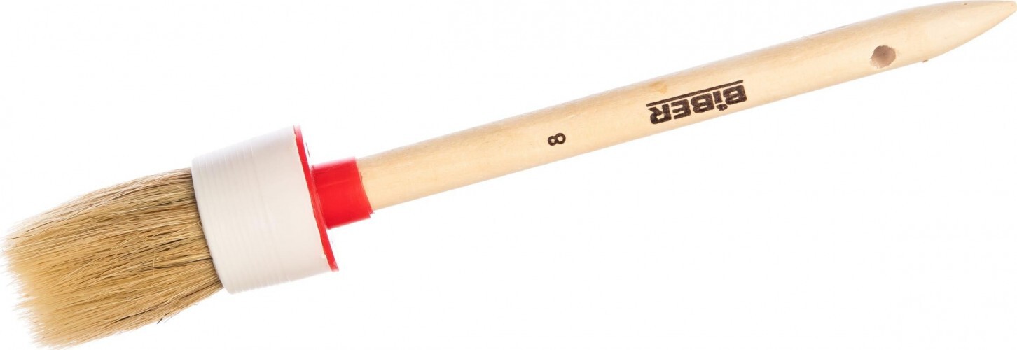 Кисть BIBER "Standard" №8 круглая, натуральная щетина  35 мм
