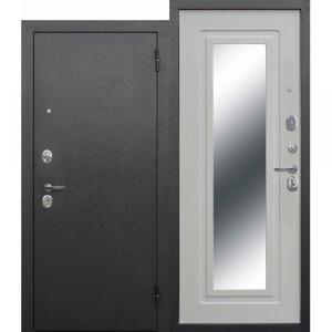 Дверь мет. 6см Царское зерк (960) правая Серебро Белый ясень