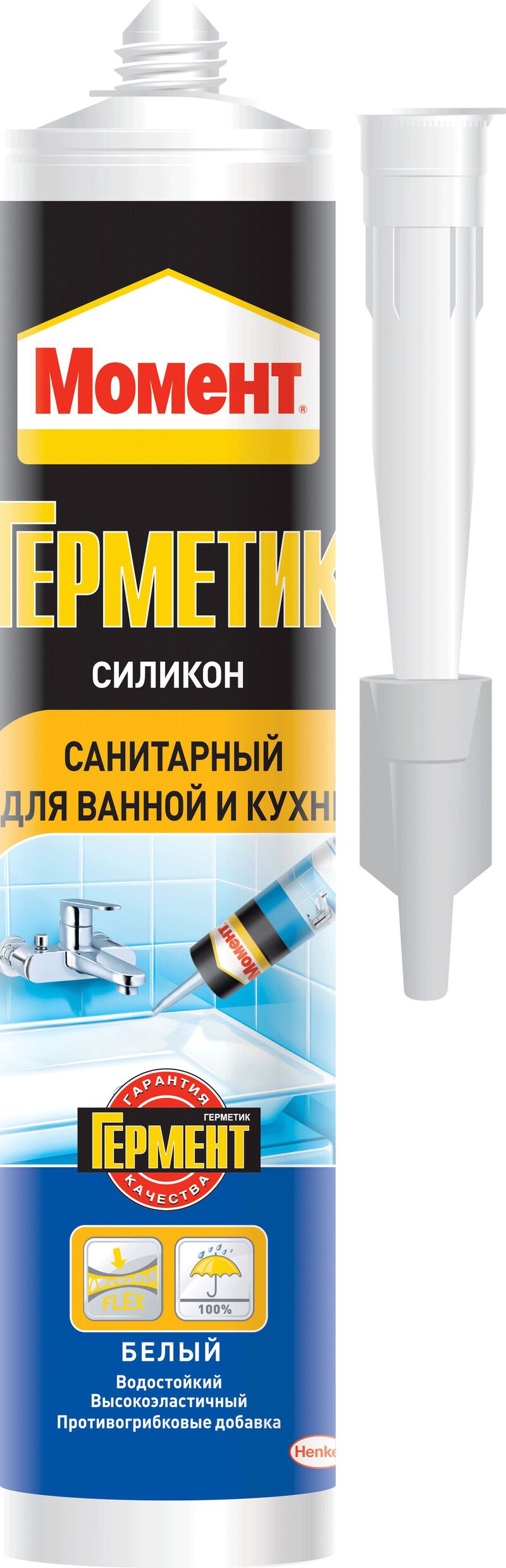 Герметик МОМЕНТ "Силикон" санит. д/ванной и кухни прозр. 280мл
