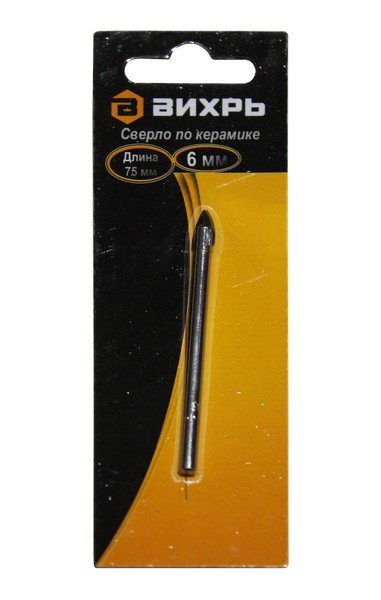 Сверло ВИХРЬ 6 мм по керамике и стеклу