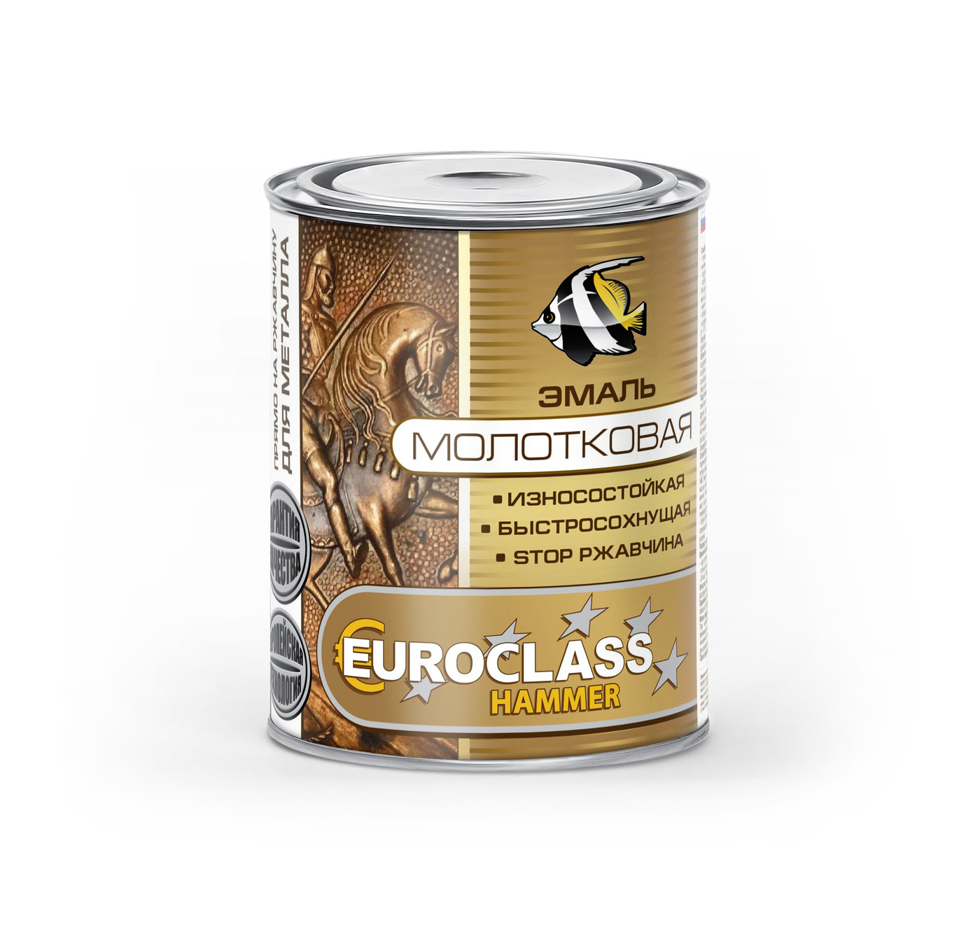 Эмаль по РЖАВЧИНЕ с молотковым эффектом Темно-серая 0,8кг EUROCLASS