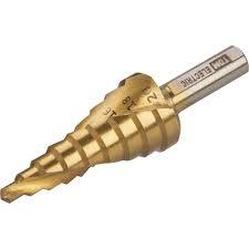 Сверло по мет. ступенчатое, 4-20 мм, 9 ступеней, нитрид., HSS, цилиндр. хв., "Рубин" TDM