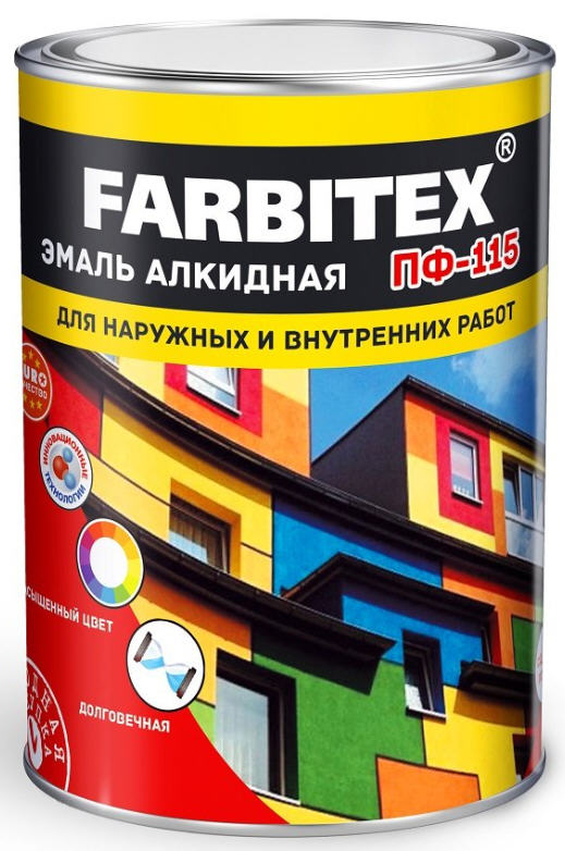 Эмаль FARBITEX ПФ-115 черный 800г