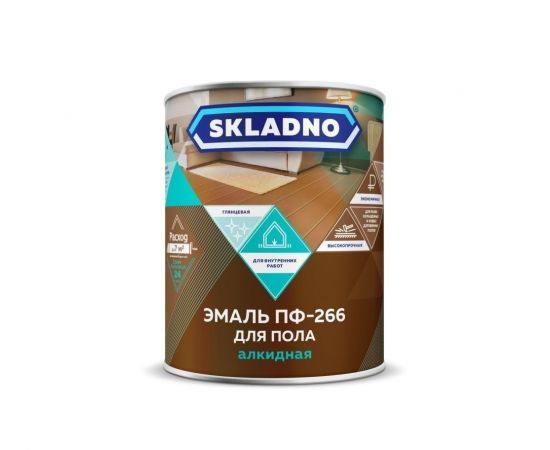 Эмаль SKLADNO ПФ-266 алкидная для пола золотисто-коричневый 1.8 л