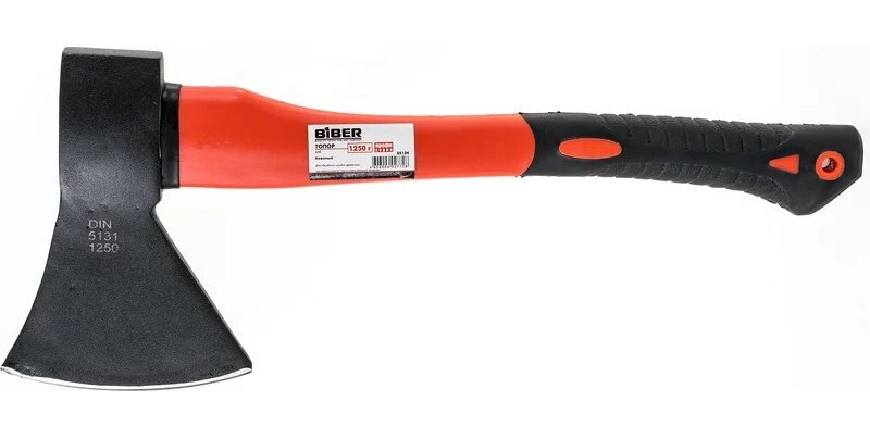 Топор BIBER "Профи" кованый фиберглассовая обрезиненная ручка 1250 г
