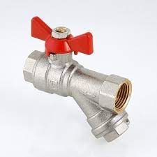 Кран шаровой AQUALINK 1/2" В/В бабочка с косым фильтром