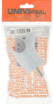 Вилка эл. UNIVERSAL угл. с ушком с/з 16А 250В белая