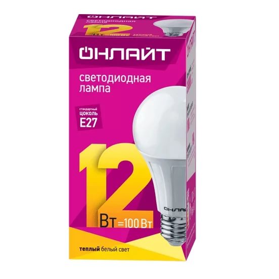 Лампа с/д ОНЛАЙТ 12Вт Е27 груша 4000К 220В