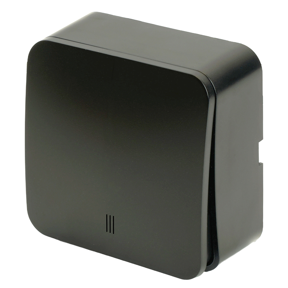 Выключатель открытой установки 1-клавишный с индикатором, 250В, 10А, IP20, серия София, черный матовый