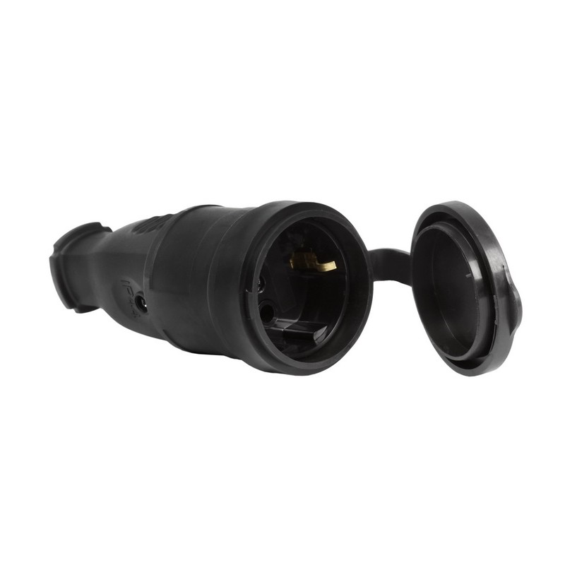 Штепс.гнездо UNIVERSAL 16А 250В однофазный с заглушкой черный с/з