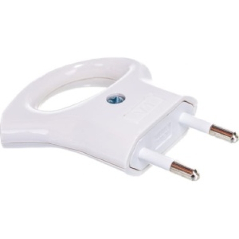 Вилка электрическая ЭРА V1 с кольцом (арт. 58732) белый без заземления