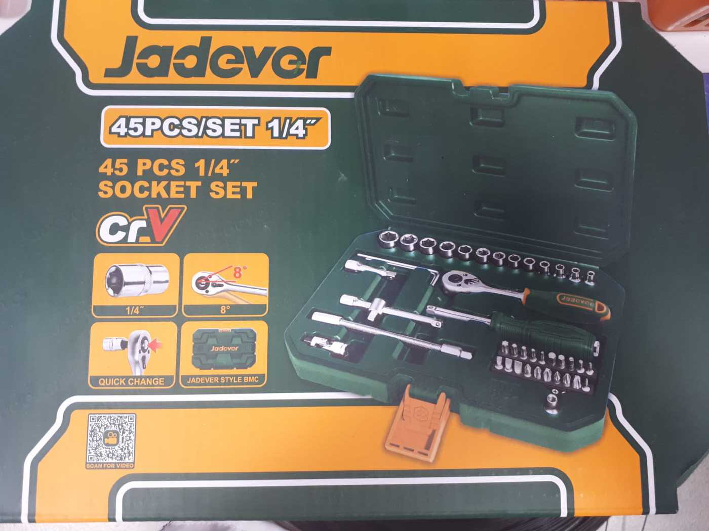 Набор головок JADEVER 1/4 и бит с трещоткой 45 предметов