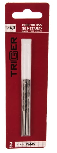 Сверло TRIGGER по металлу Р6М5 4х75х43 мм 2 шт.