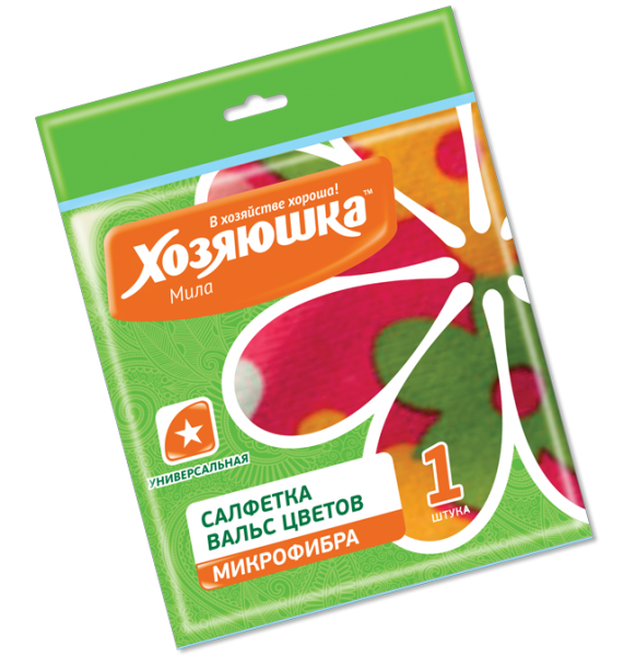 Салфетка быт. ХОЗЯЮШКА МИЛА Вальс цветов микрофибра 30х30см