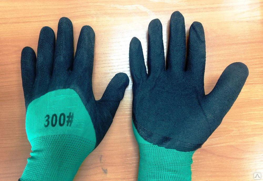 Перчатки нейлон №10 зел/черн №77/2