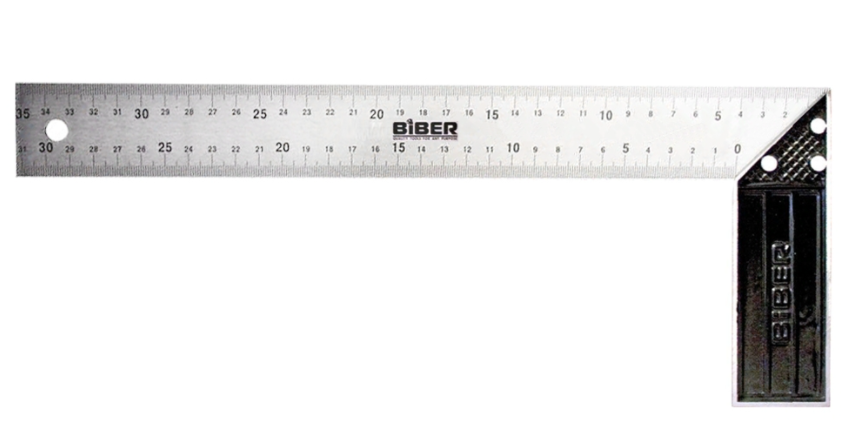 Угольник столярный нерж. сталь 350мм BIBER"Профи"