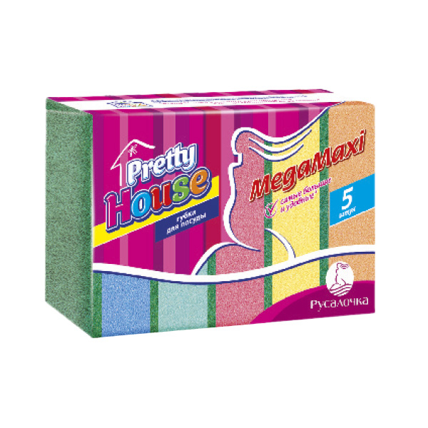 Губка РУСАЛОЧКА "Pretty house" для посуды 5шт.