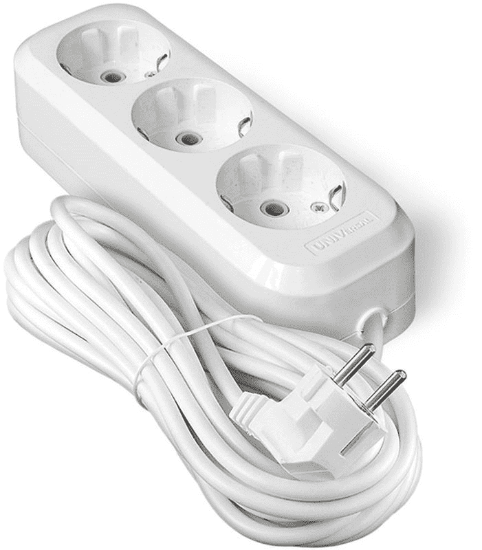 Удлинитель UNIVERSAL 7м  белый трехместный с/з